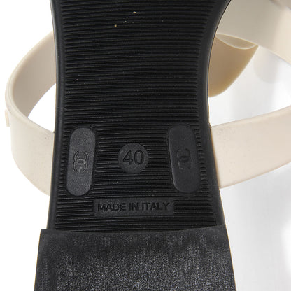 Chanel Jelly Quilted Camellia Thong Sandals 40 Black White 6 of 6