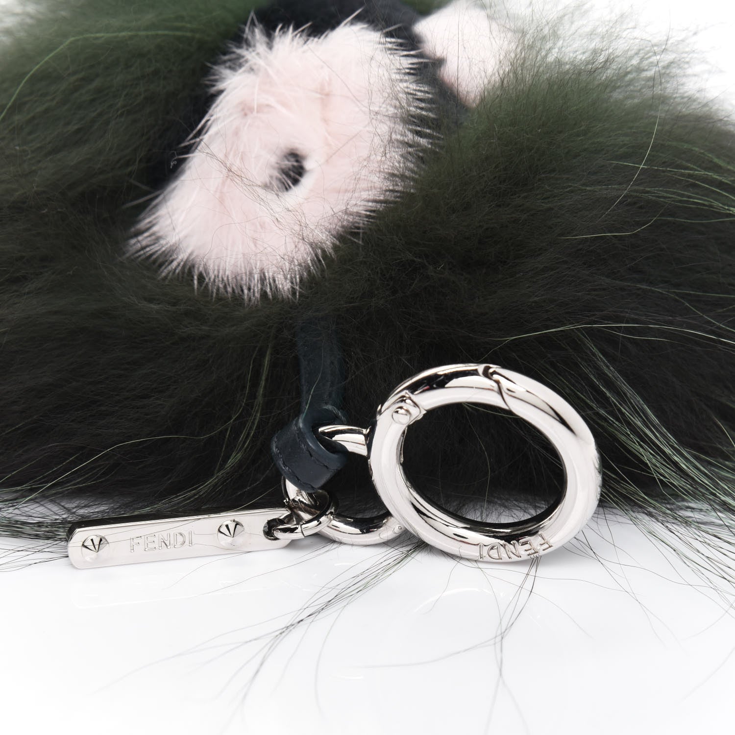 Fendi Rabbit Fox Mink Fur Monster Zesty Bag Bug Charm Green Black 3 of 4