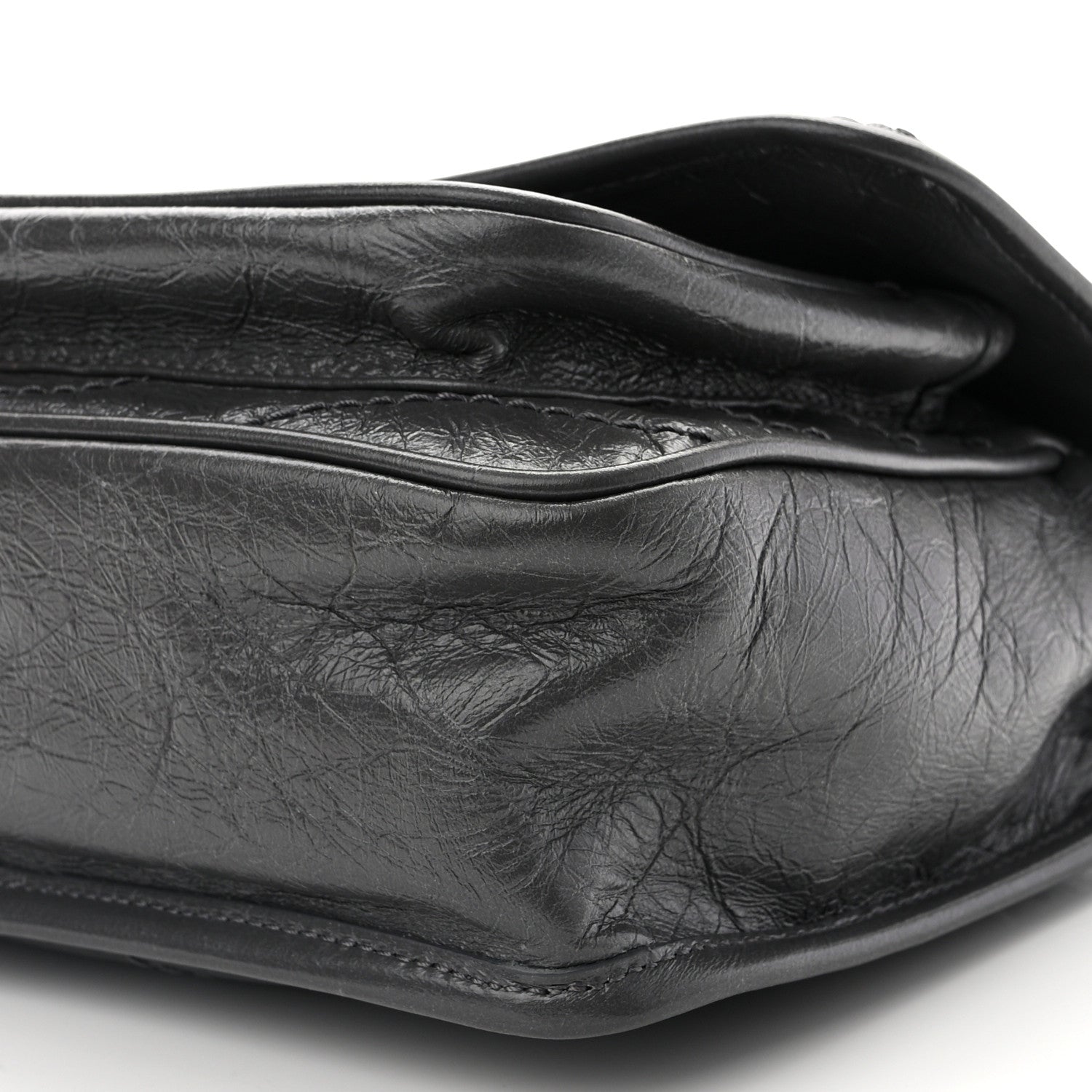 Saint Laurent Crinkled Calfskin Matelasse Monogram Baby Niki Chain Satchel Storm 9 of 11