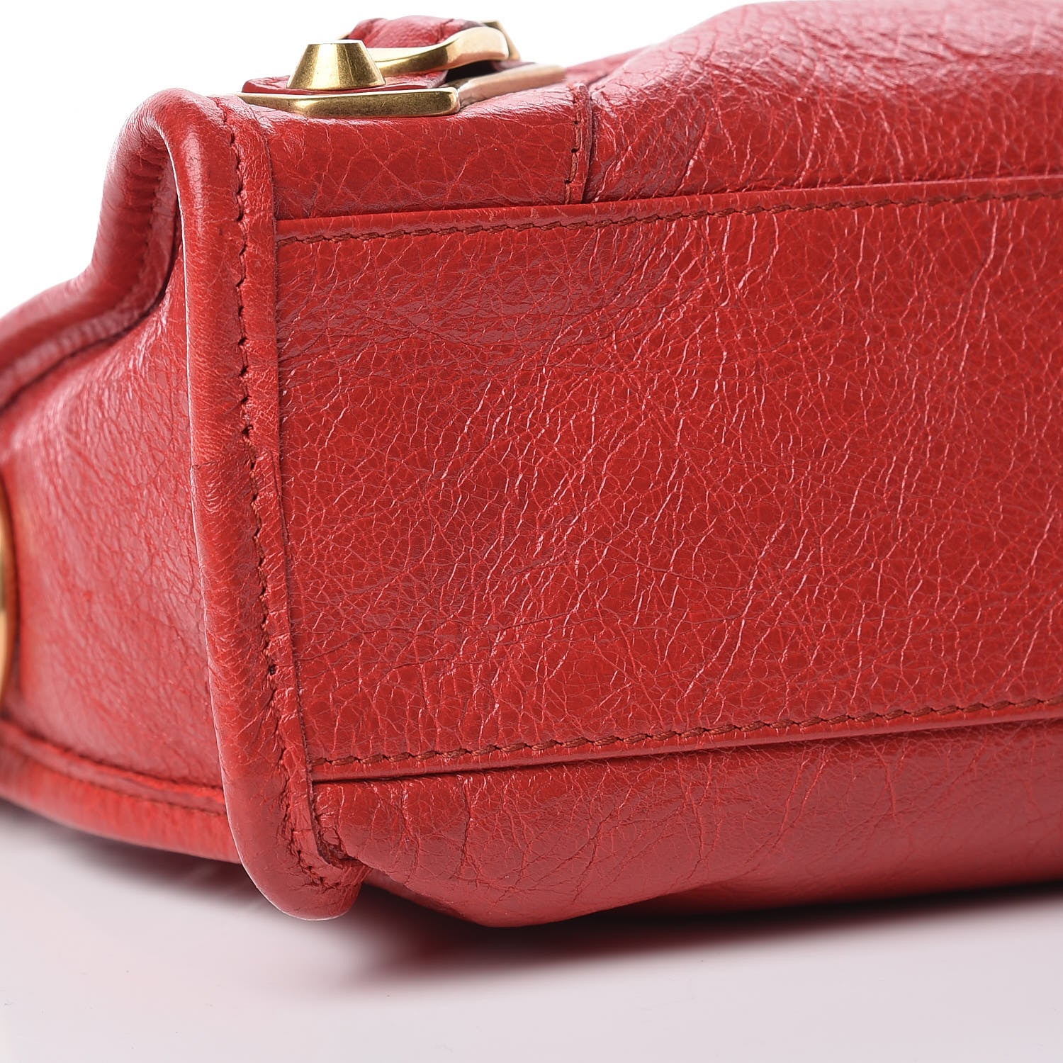 Balenciaga Agneau Gold Metallic Edge Hardware Mini City Rouge Rubis 8 of 10