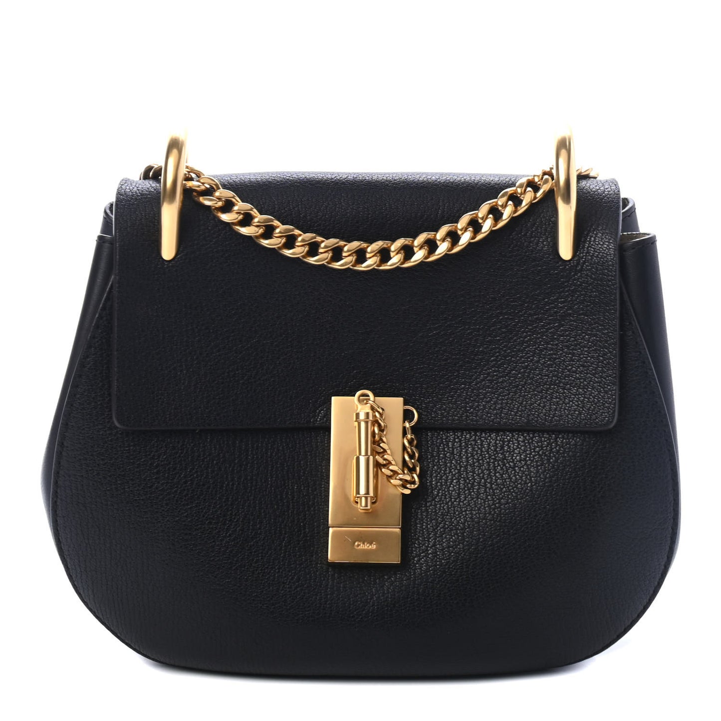Grained Lambskin Drew Shoulder Bag Black