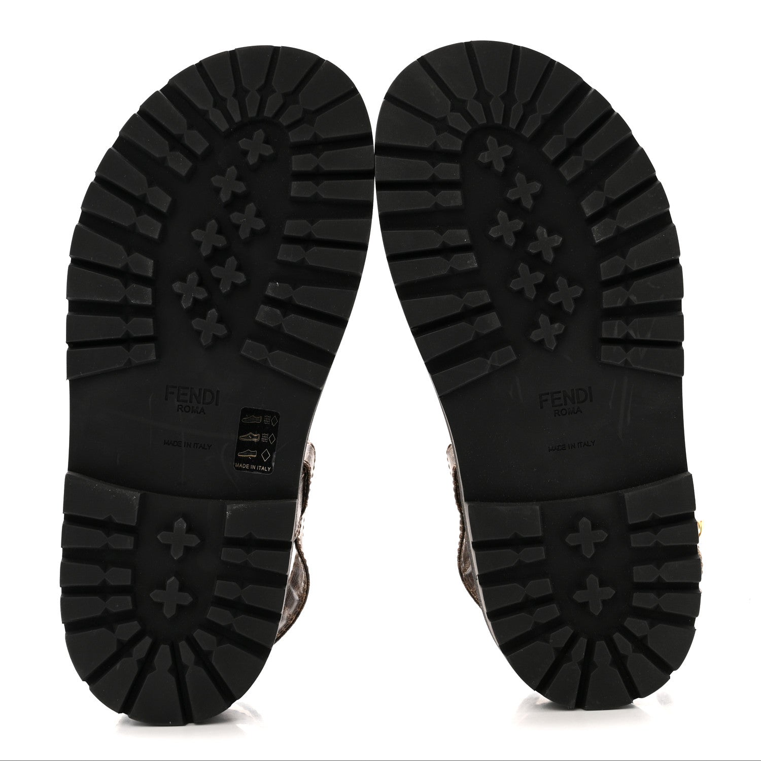 Fendi Vernice High-Tech Glazed Fabric FF Lug Sole Platform Sandals 39 Black Tobacco Moro 6 of 11