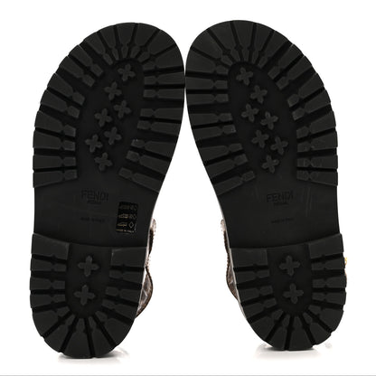 Fendi Vernice High-Tech Glazed Fabric FF Lug Sole Platform Sandals 39 Black Tobacco Moro 6 of 11