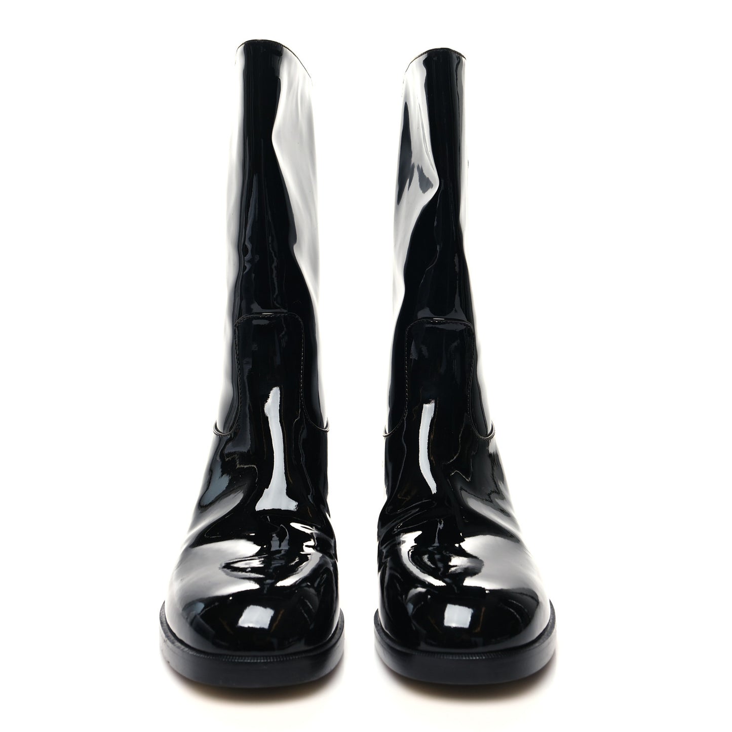 Patent CC Mid Calf Boots 40 Black