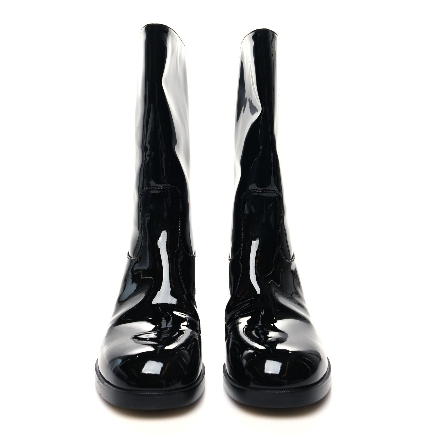Chanel Patent CC Mid Calf Boots 40 Black 2 of 7