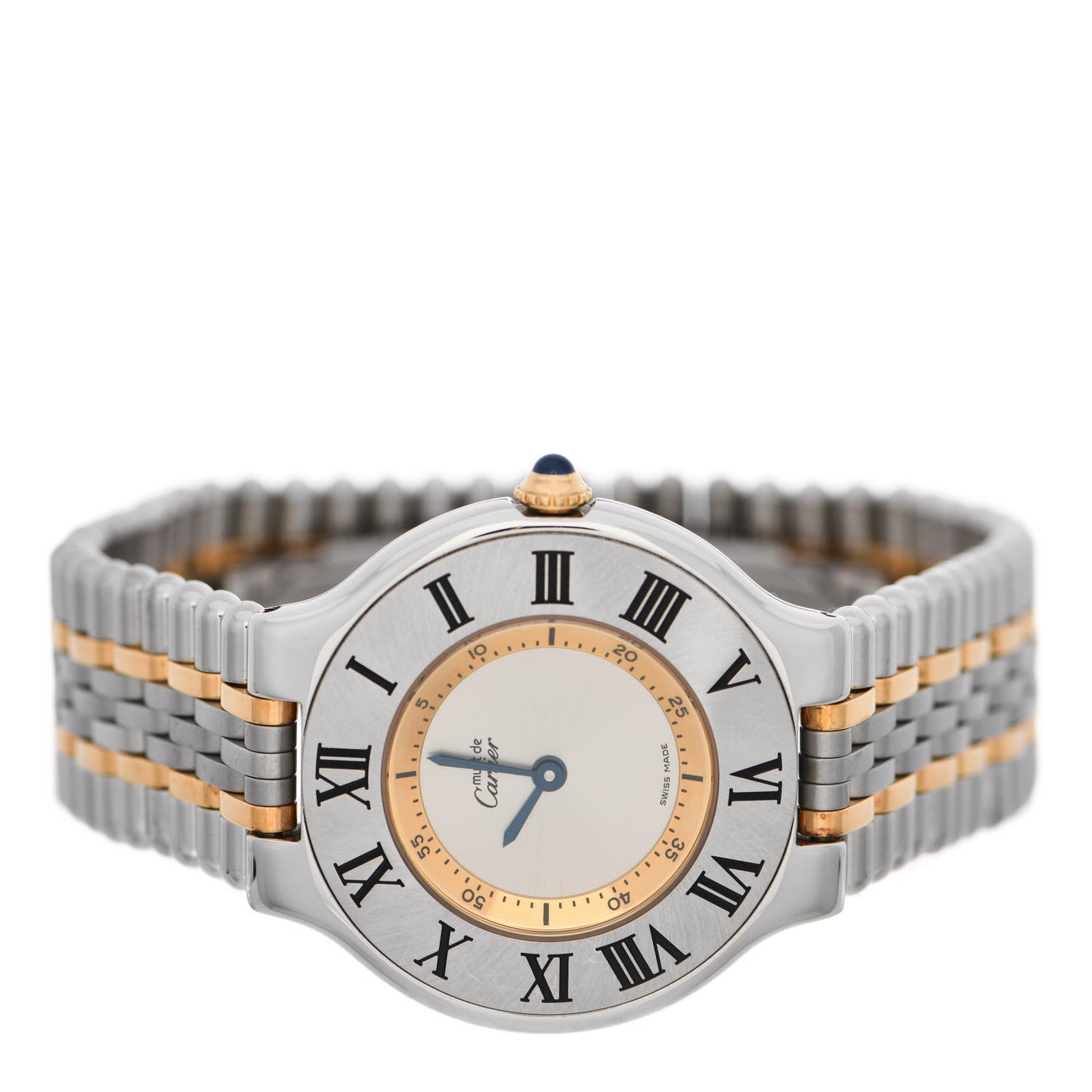 Stainless Steel 18K Yellow Gold 31mm Must De 21 Bullet Link Quartz Watch