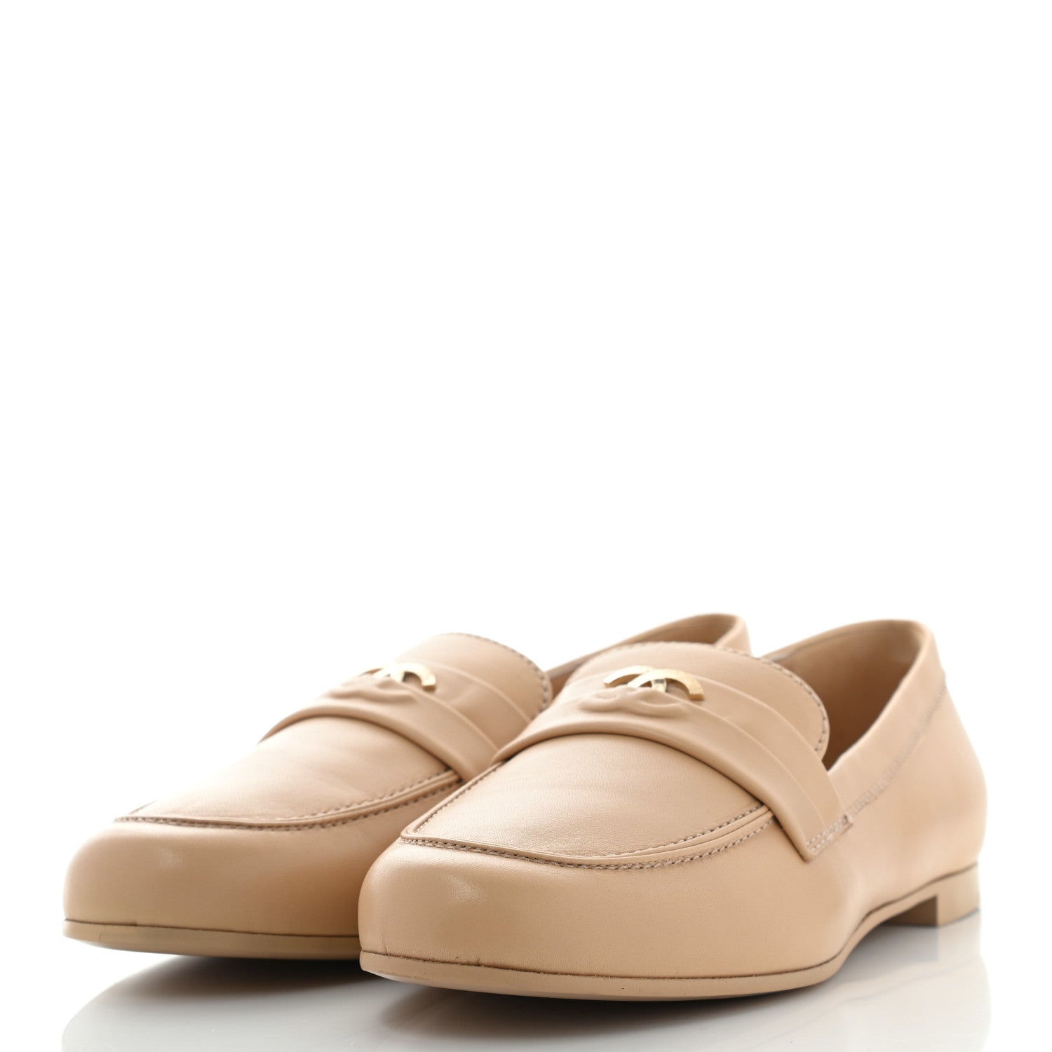 Chanel Lambskin CC Loafers 40.5 Beige 3 of 13