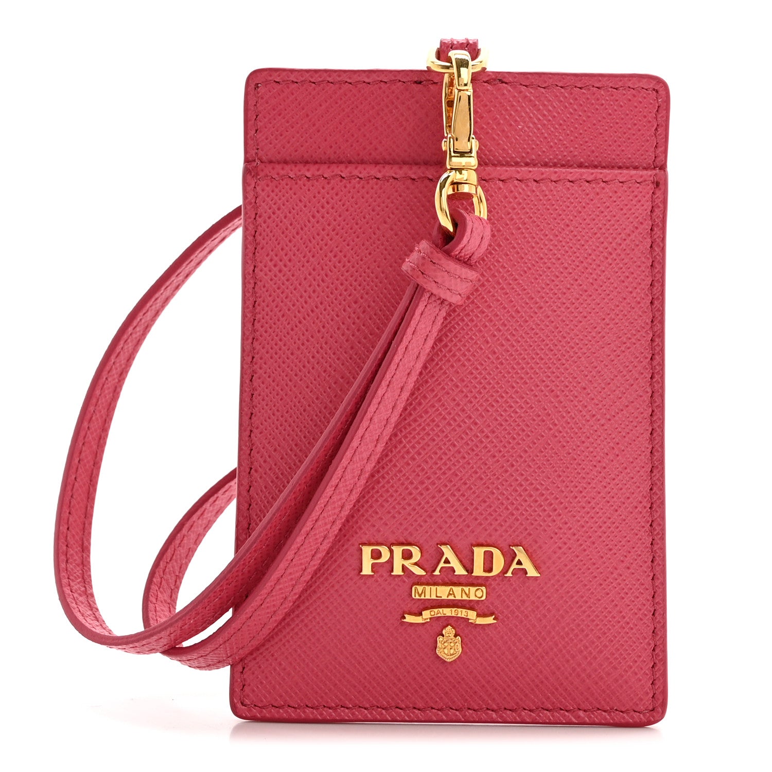 Prada Saffiano Badge Holder Fuschia 1 of 9