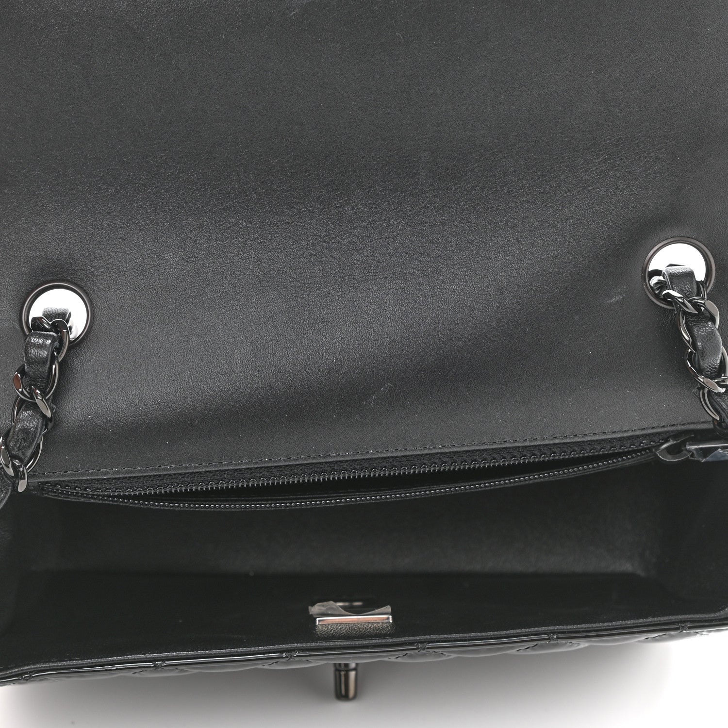 Chanel Patent Calfskin Quilted Mini Rectangular Flap So Black 7 of 11