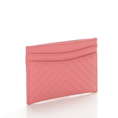 Chanel Caviar Chevron Quilted Card Holder Pink 3 of 9