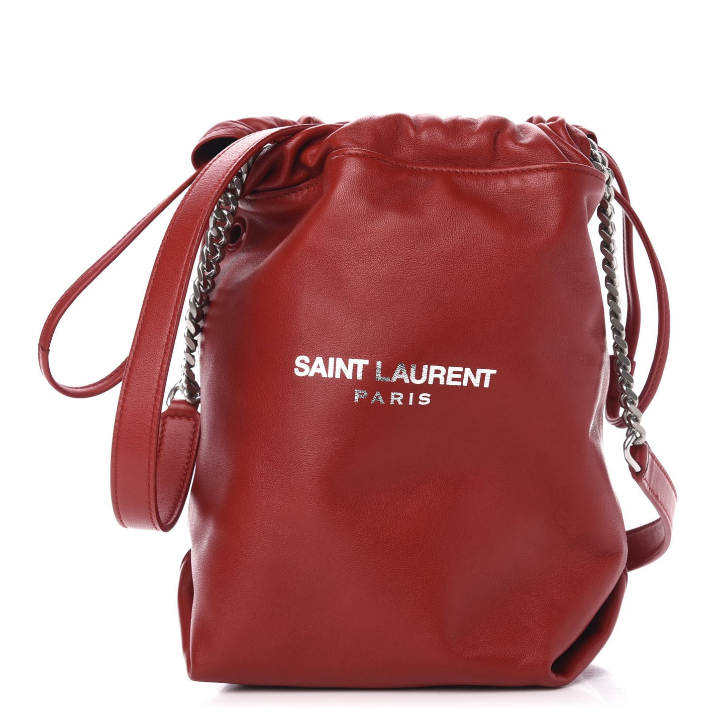 Lambskin Small Teddy Bucket Bag Red