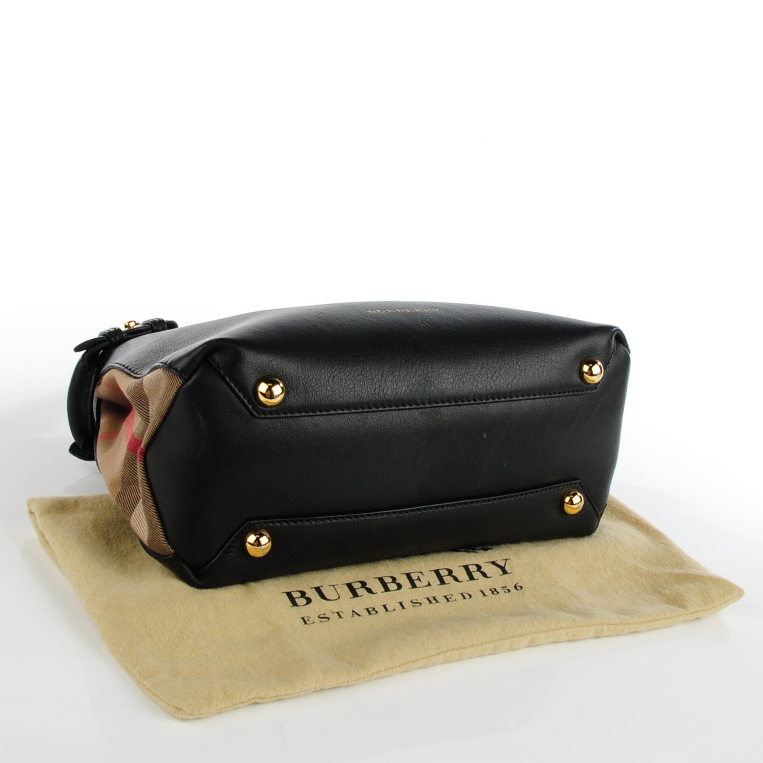 Burberry Calfskin House Check Small Banner Tote Black 4 of 8