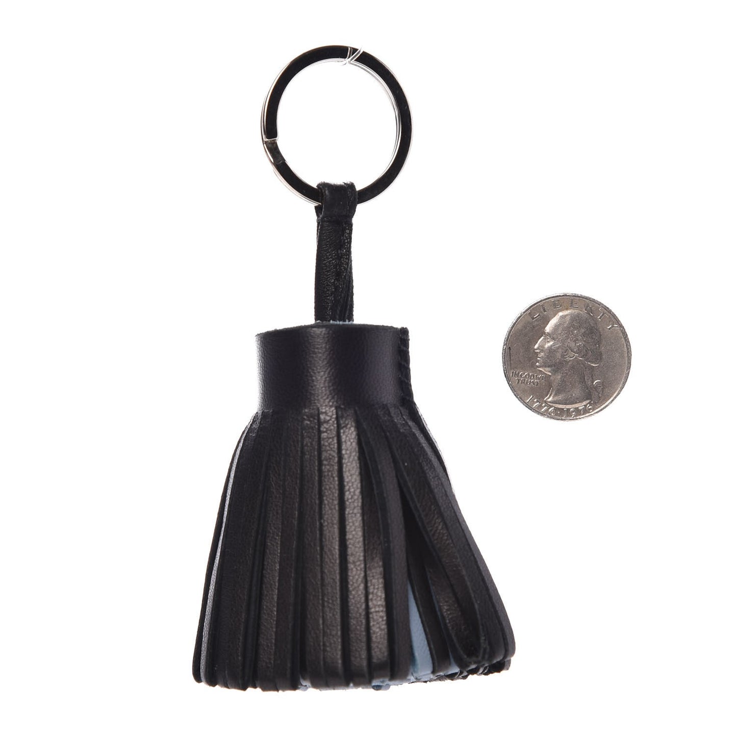 Lambskin Bi-Color Carmen Tassel Key Holder Black Bleu LIn