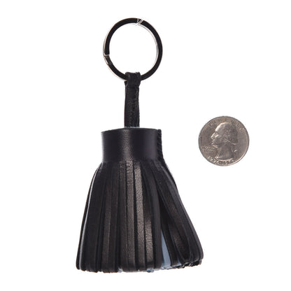 Hermes Lambskin Bi-Color Carmen Tassel Key Holder Black Bleu LIn 2 of 3