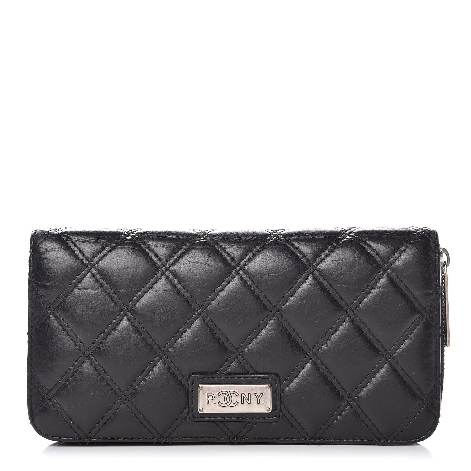 Chanel Aged Calfskin Quilted Paris New York PNY Wallet Black 1 of 11