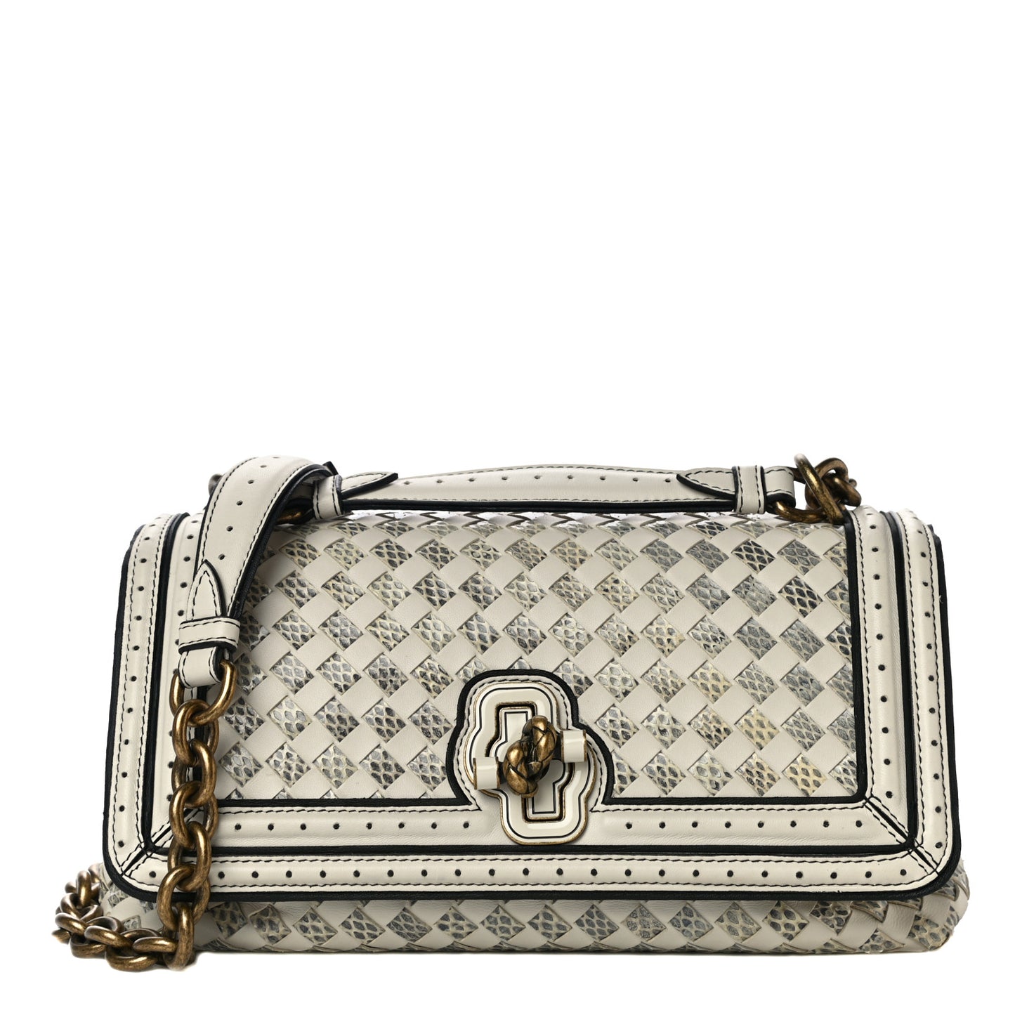 Nappa Ayers Intrecciato Checker Olimpia Knot Bag Mist Black