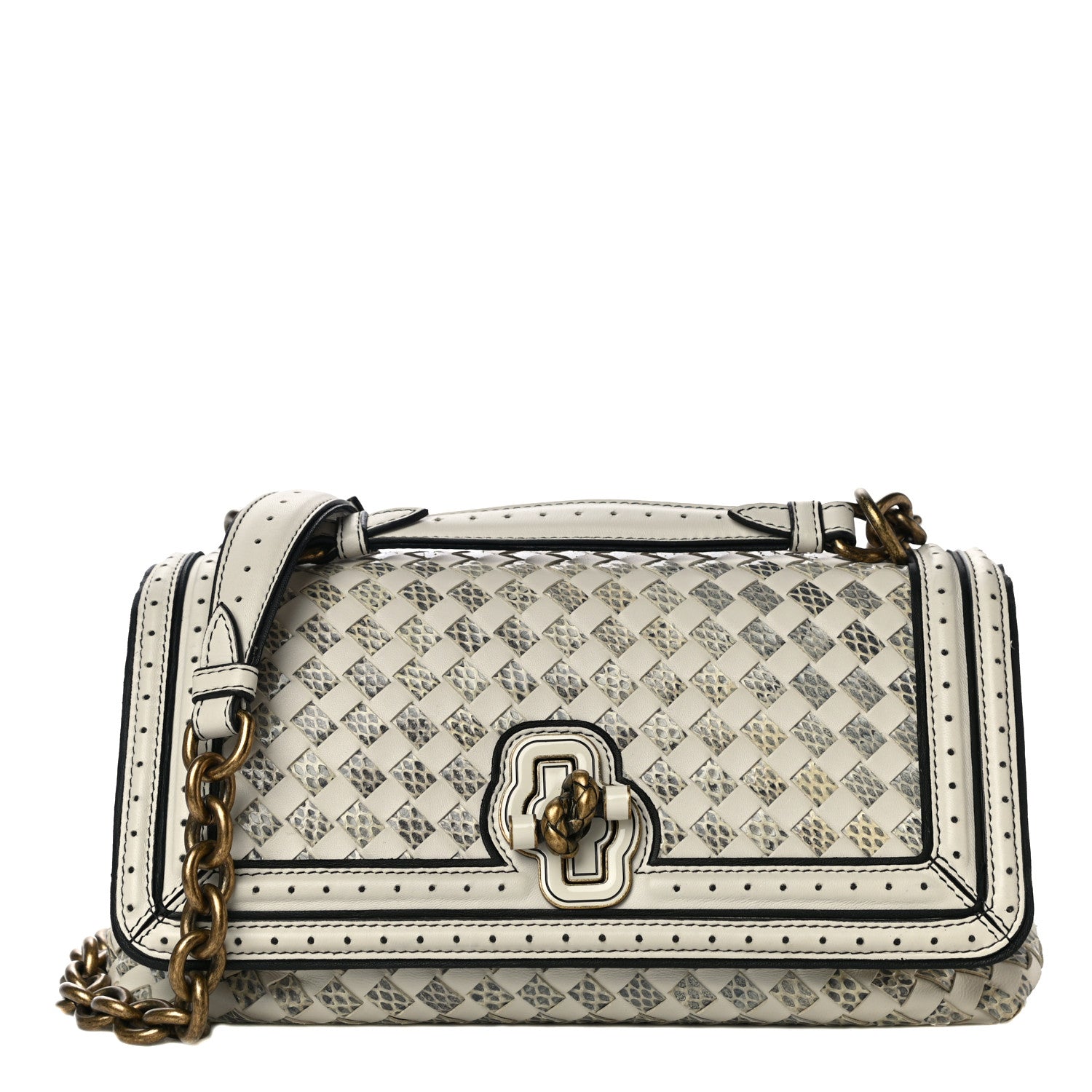 Bottega Veneta Nappa Ayers Intrecciato Checker Olimpia Knot Bag Mist Black 1 of 8