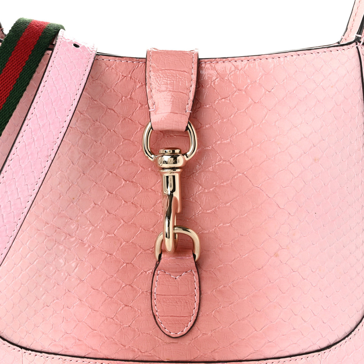 Gucci Snakeskin Web Small Jackie 1961 Hobo Pink 15 of 20
