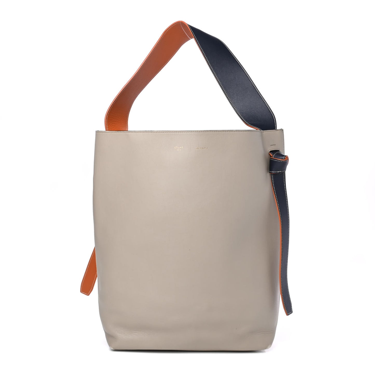 Shiny Smooth Calfskin Small Twisted Cabas Beige White