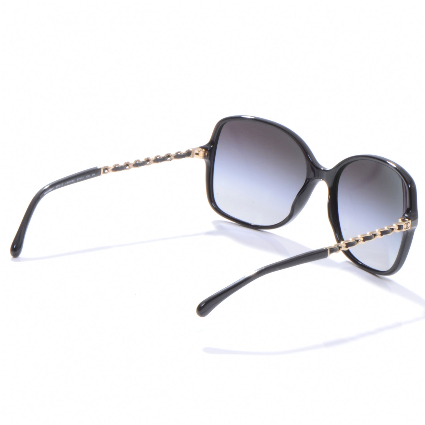 Acetate Lambskin Chain Square Sunglasses 5210-Q Black
