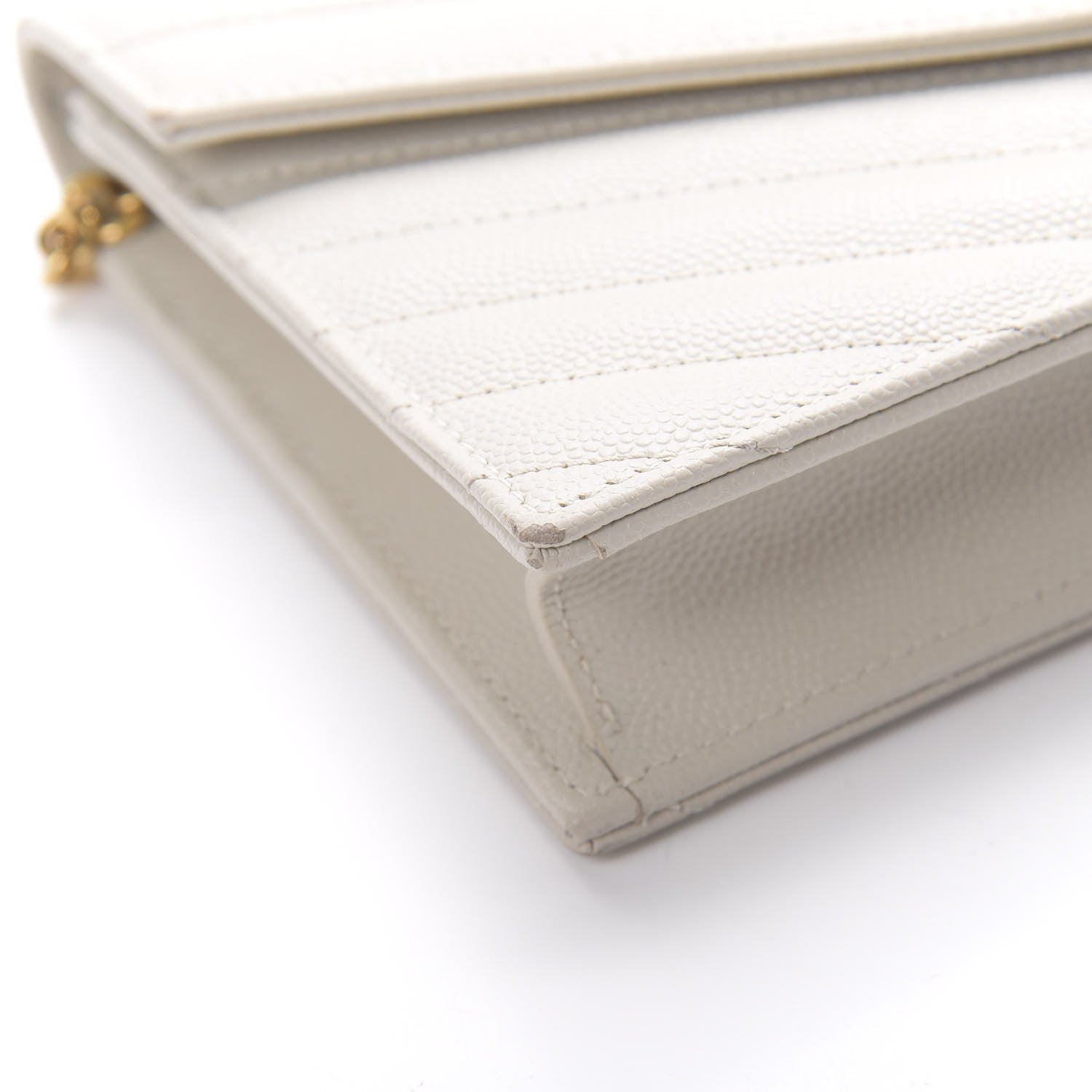 Saint Laurent Grain De Poudre Matelasse Chevron Monogram Envelope Chain Crema Soft 9 of 17