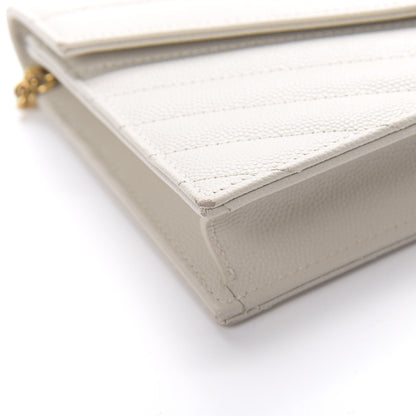 Saint Laurent Grain De Poudre Matelasse Chevron Monogram Envelope Chain Crema Soft 9 of 17