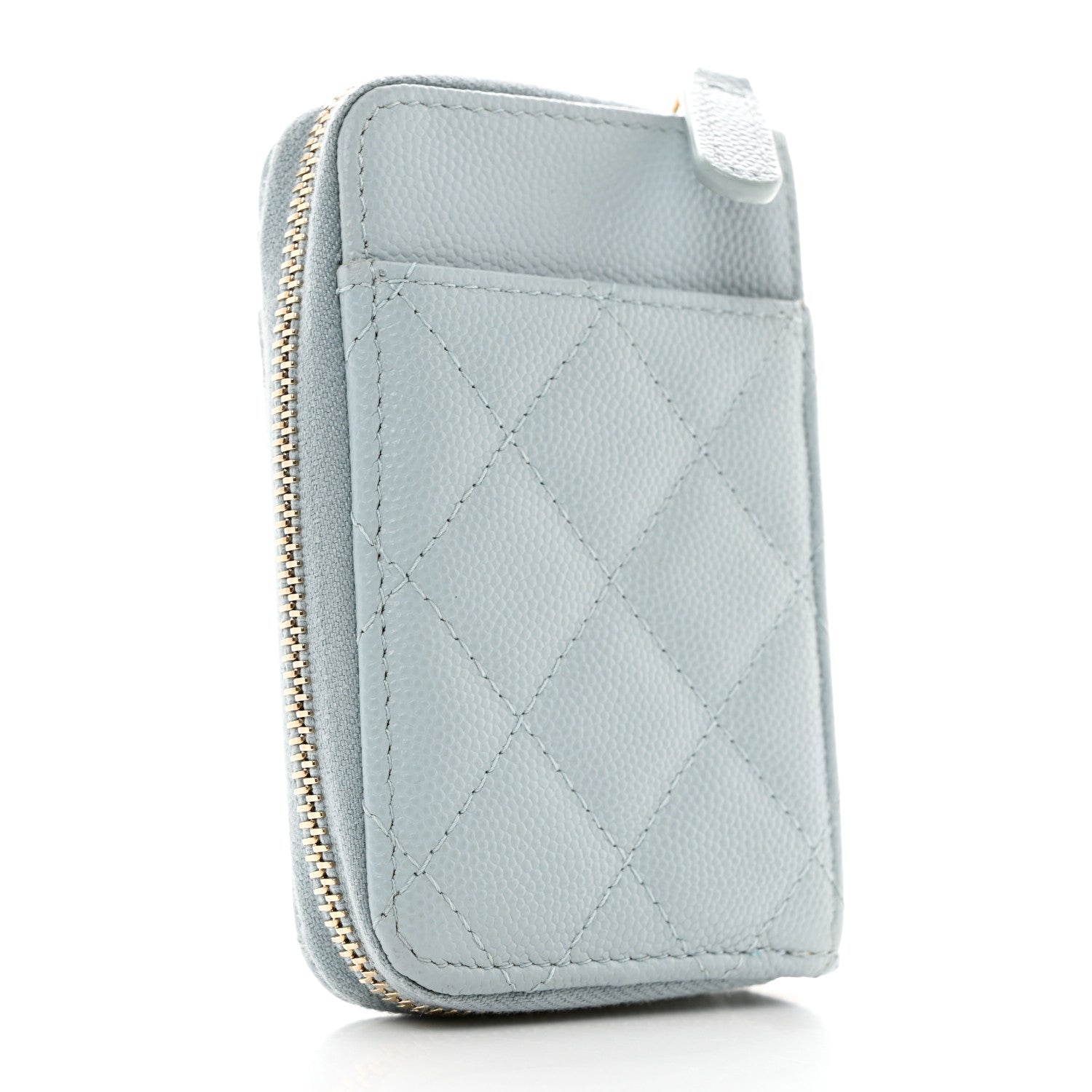 Chanel Caviar Quilted Zip Card Holder Light Blue 3 of 8