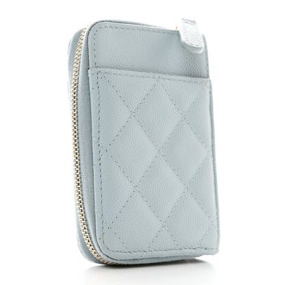 Chanel Caviar Quilted Zip Card Holder Light Blue 3 of 8