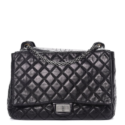 Chanel Metallic Aged Calfskin Quilted Reissue 2.55 Accordion Flap Black 1 of 16