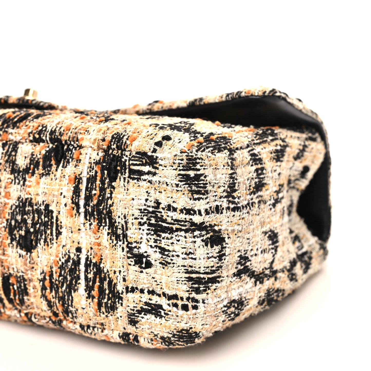Tweed Mixed Fibers Leopard Print Small Souplissimo Maxi Flap Brown Black White