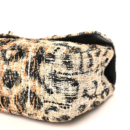 Chanel Tweed Mixed Fibers Leopard Print Small Souplissimo Maxi Flap Brown Black White 10 of 11