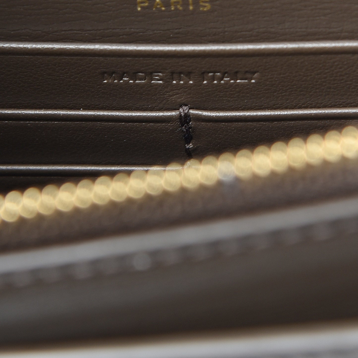Calfskin Monogram Sunset Chain Wallet Kaki Fonce