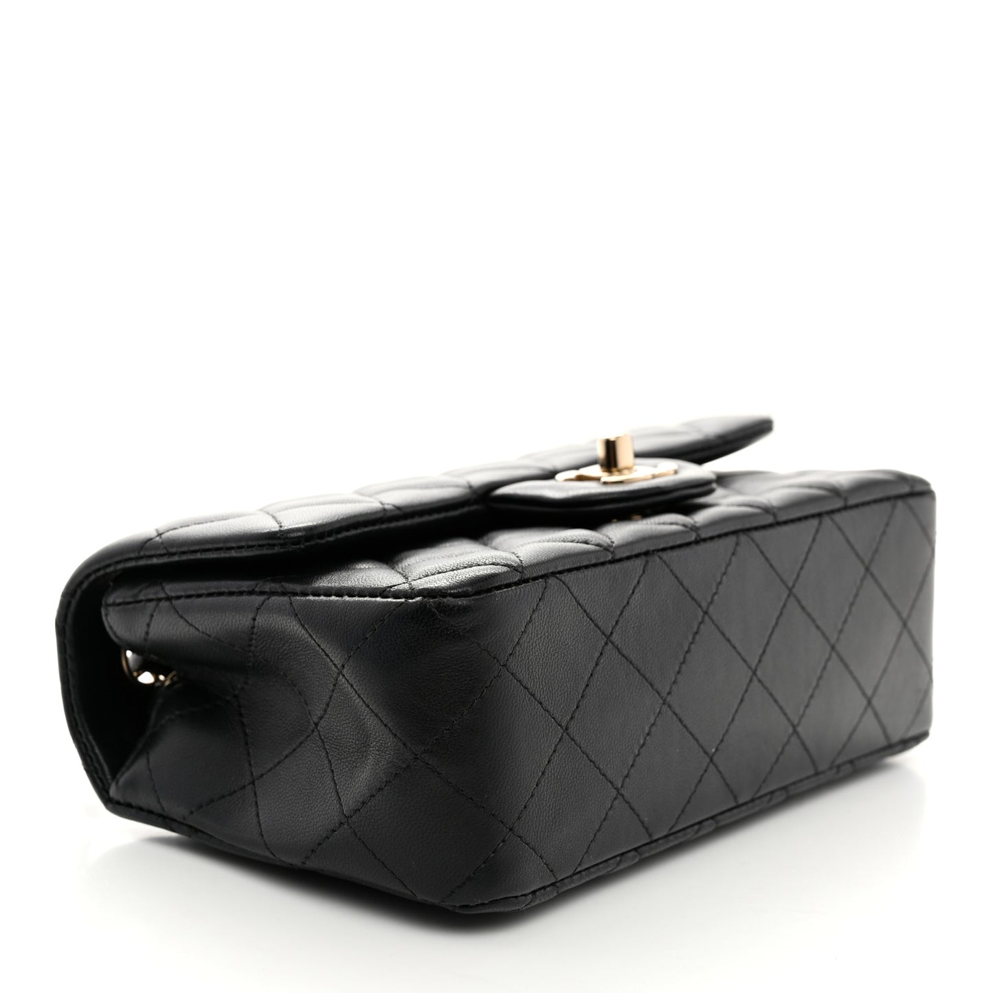 Lambskin Quilted Mini Rectangular Flap Black