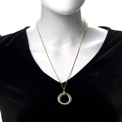 David Yurman 18K Yellow Gold Diamond Crossover Pendant Necklace 2 of 5