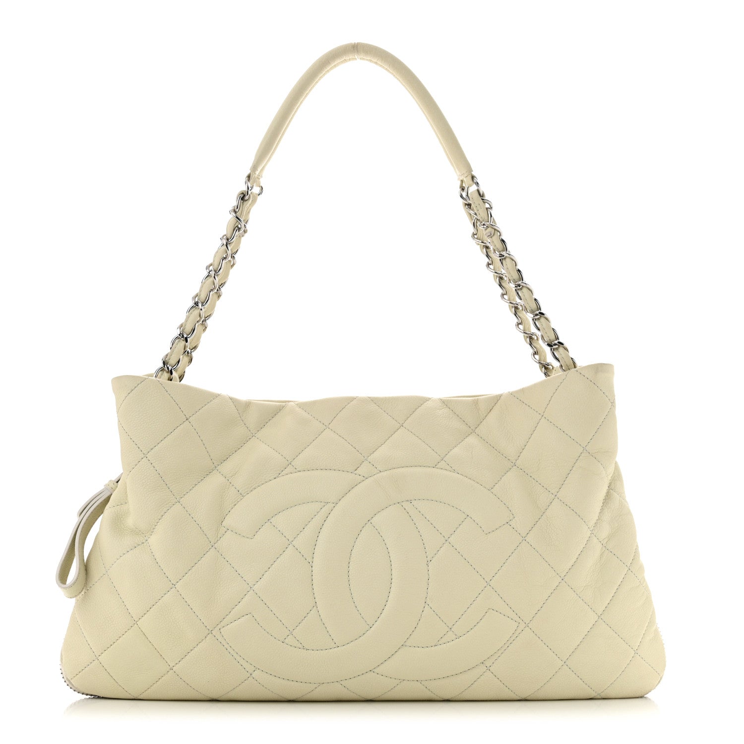 Chanel Caviar Quilted Expandable Zip Shoulder Bag White 1 of 12