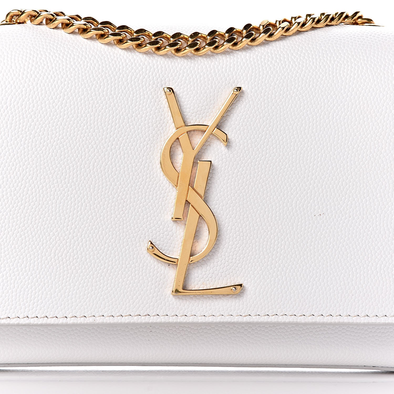 Saint Laurent Grain De Poudre Small Monogram Kate Satchel Optical White 11 of 11