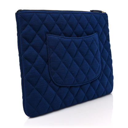Chanel Jersey Quilted Medium Cosmetic Case Blue 3 of 8