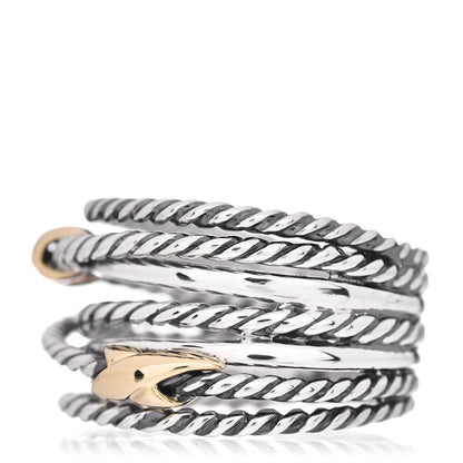David Yurman Sterling Silver 18K Yellow Gold Double X Crossover Ring 53 6.5 3 of 4