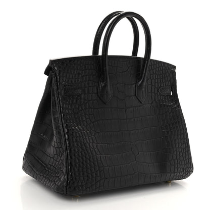 Hermes Matte Alligator Birkin 25 Black 3 of 13