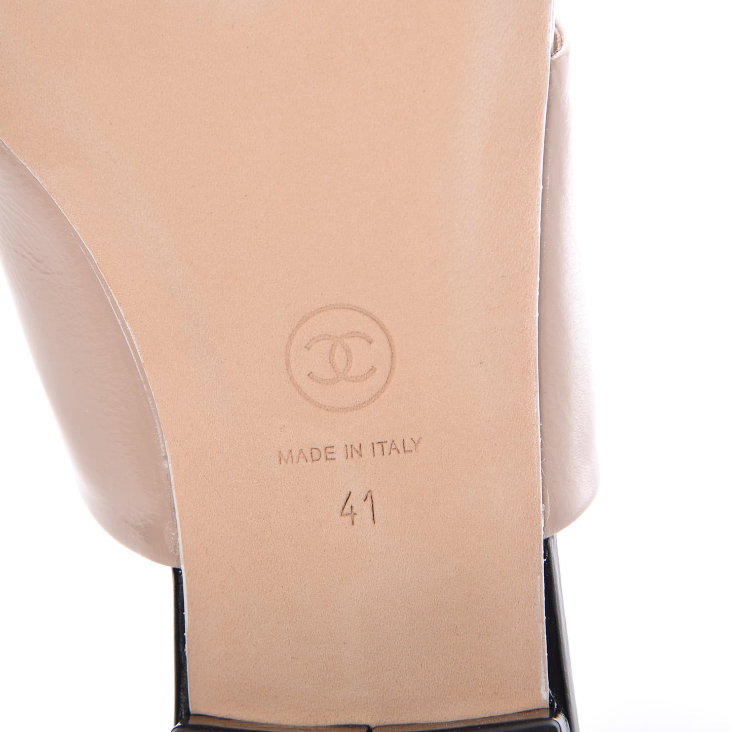 Calfskin CC Thong Sandals 41 Beige Black