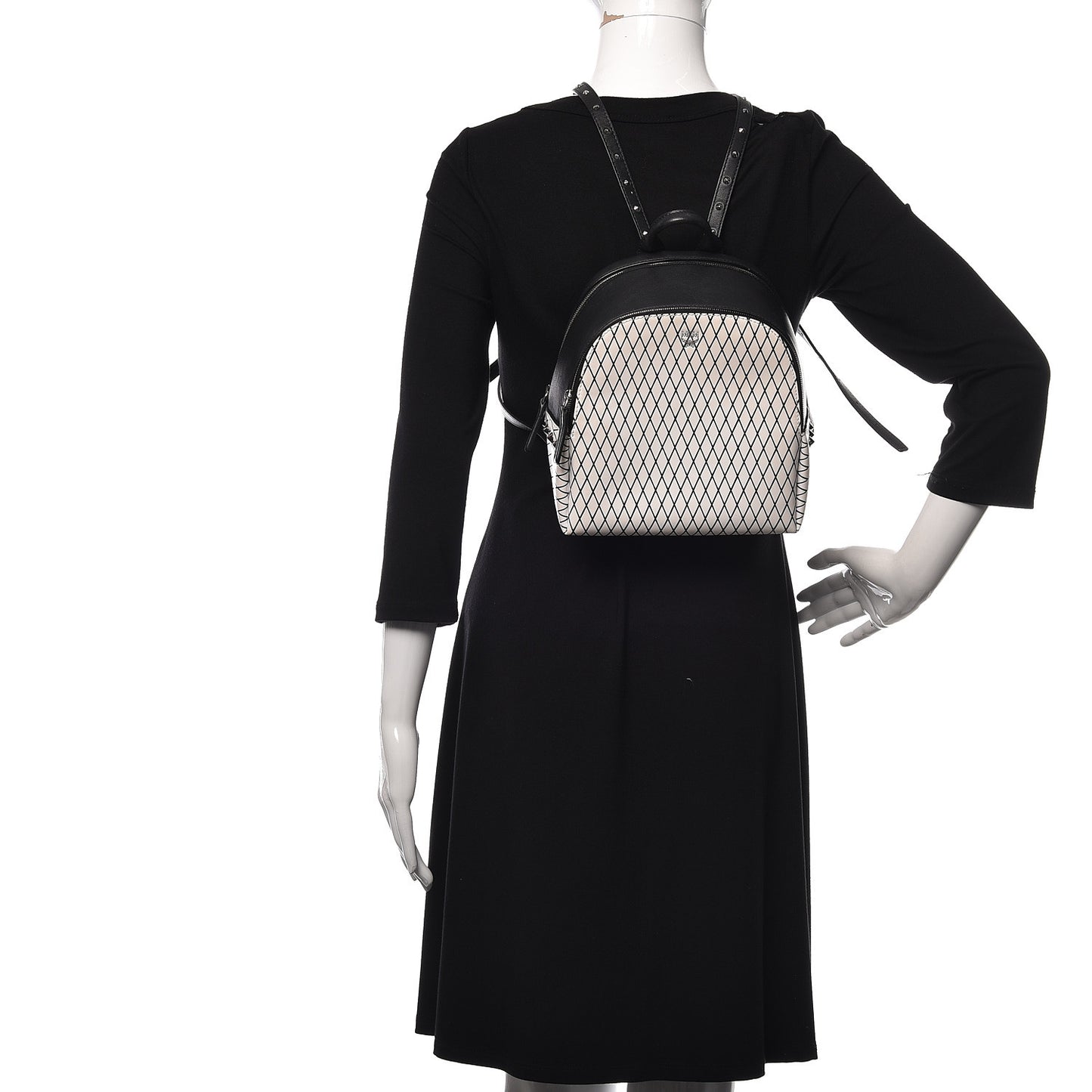 Calfskin Polke Stud Rombi Mini Duchess Backpack White Black