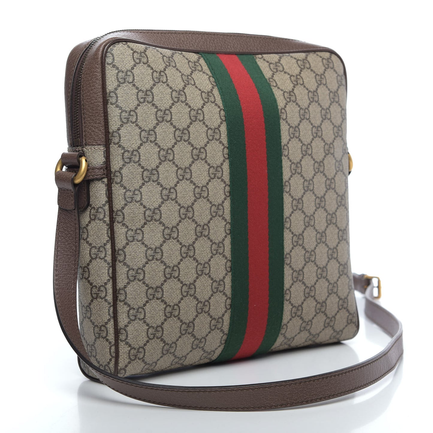 GG Supreme Monogram Web Medium Ophidia Messenger Bag Brown