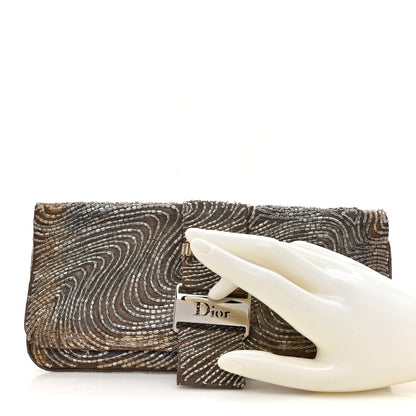 Christian Dior Beaded Fabric Flap Clutch Beige 2 of 12