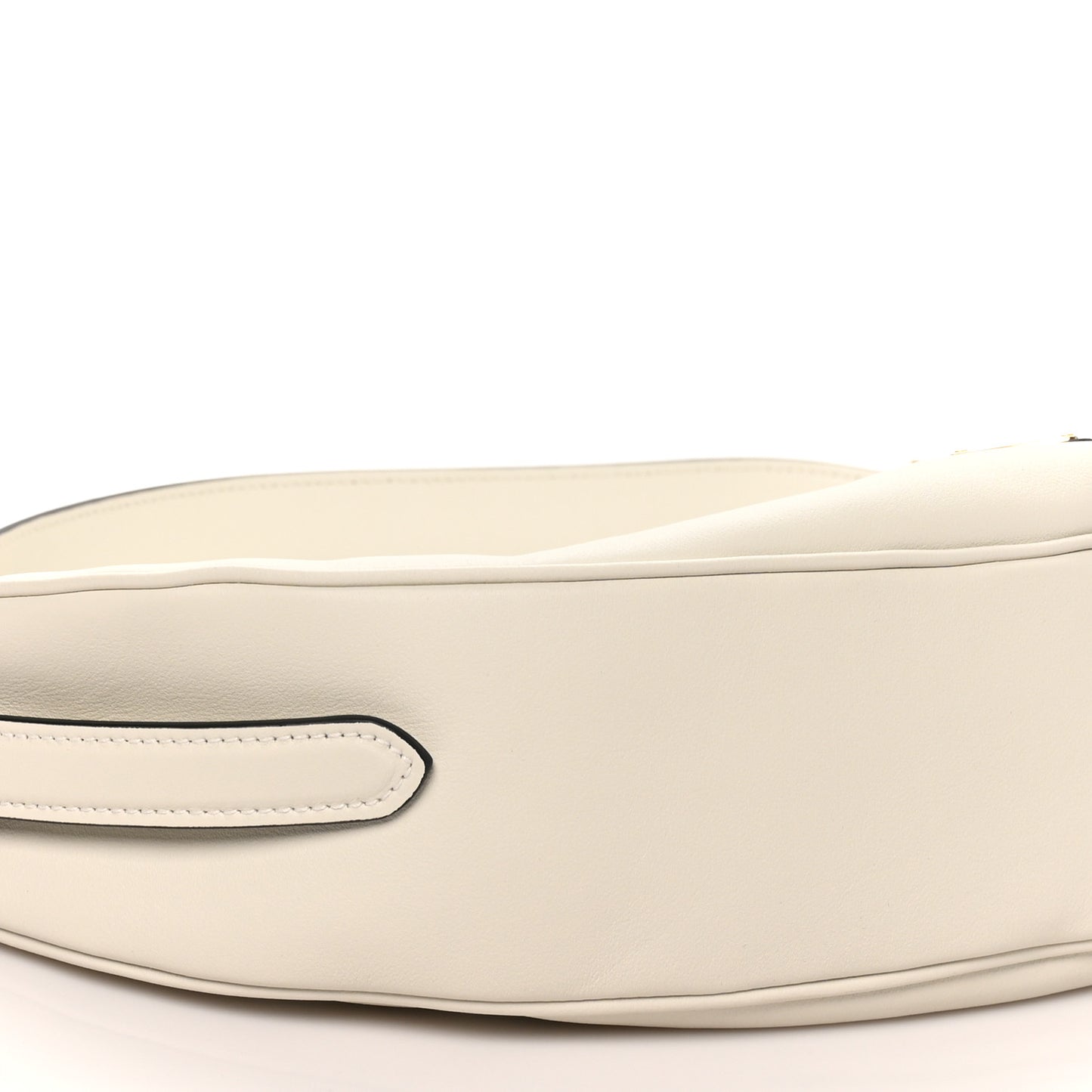 Soft Grain Calfskin Large Demi-Lune Shoulder Bag White