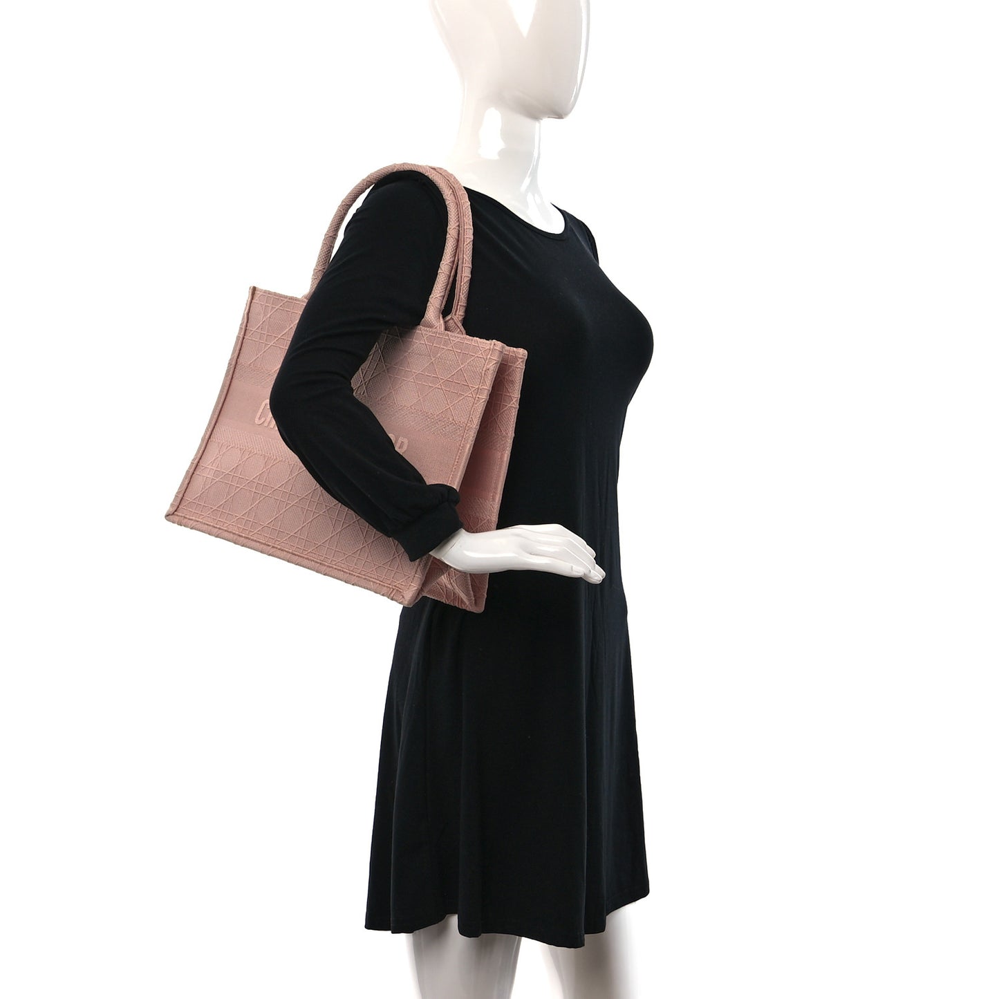 Canvas Embroidered Cannage Medium Book Tote Bois de Rose