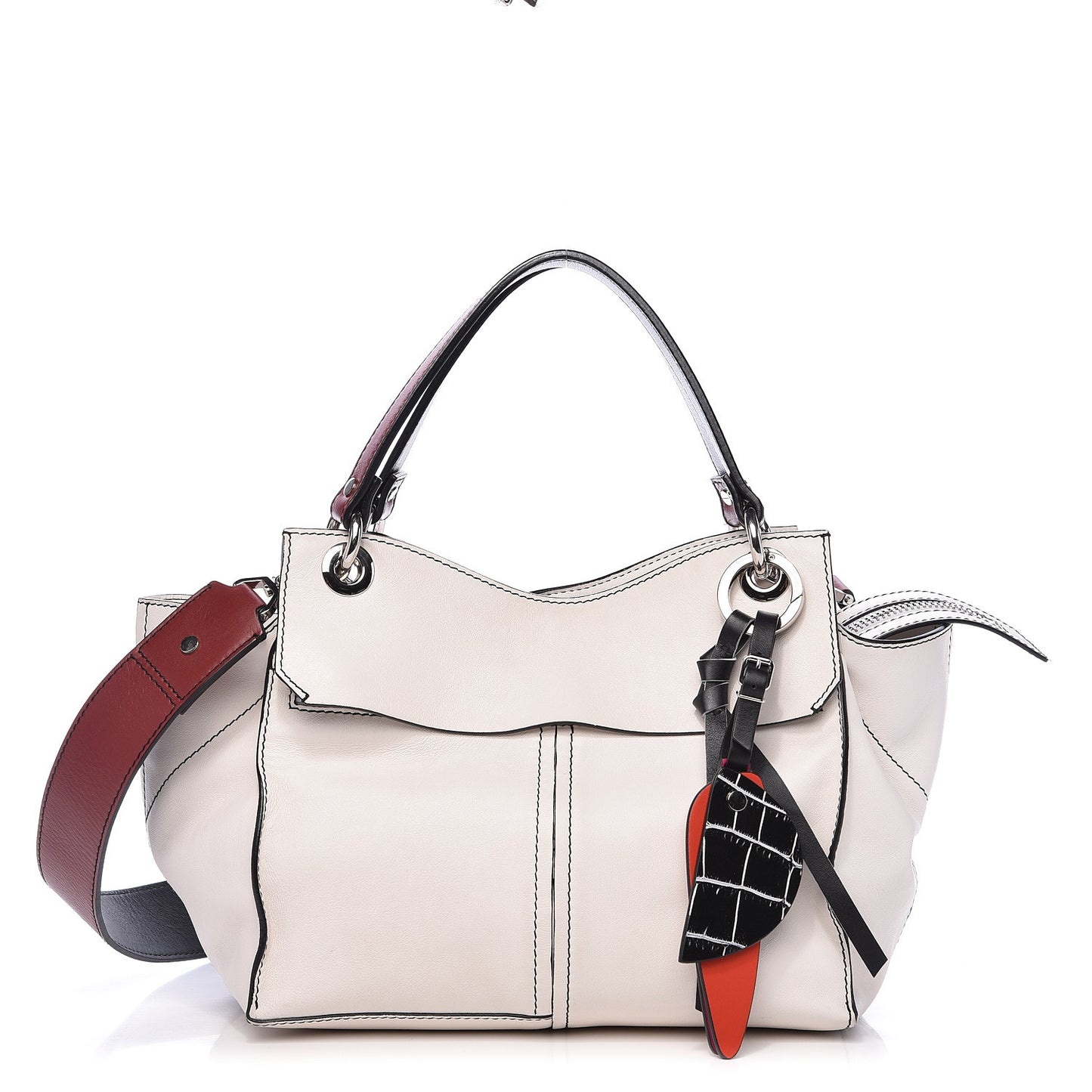 Calfskin Curl Satchel Optic White