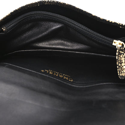 Chanel Metallic Tweed Quilted Clutch Black Gold 5 of 7