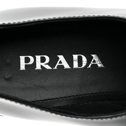 Prada Spazzolato Metal Triangle Logo 50mm Loafers 38 Black 7 of 9