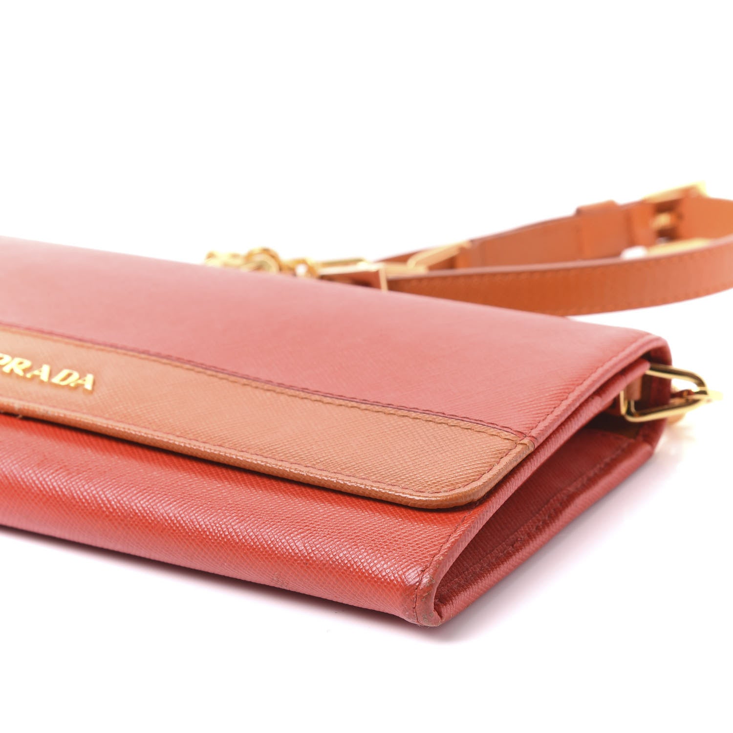 Prada Saffiano Bi-Color Chain Wallet Bacca Rame 7 of 9
