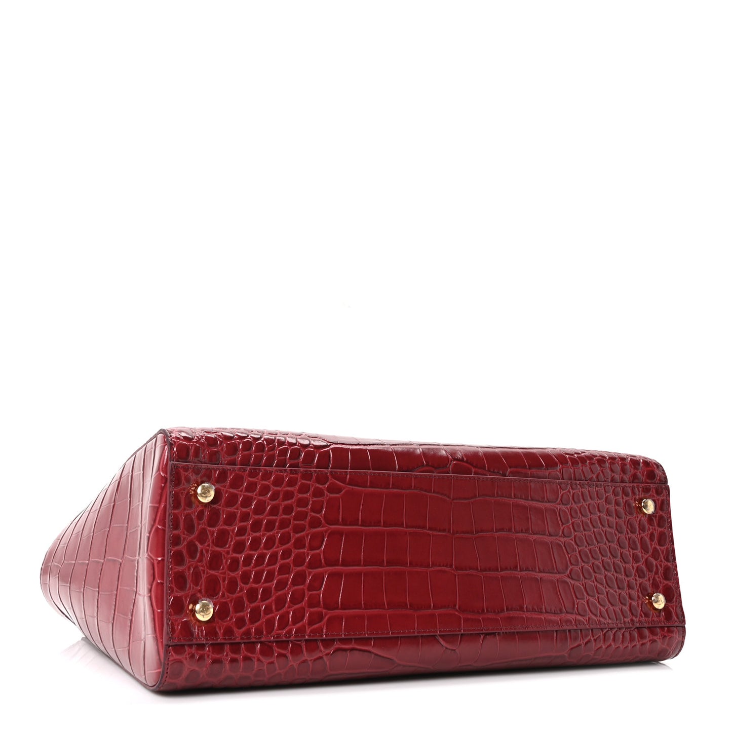 Calfskin Crocodile Embossed Archetype Small Shopping Tote Burgundy